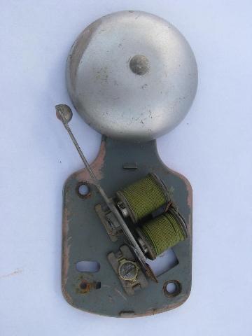 photo of old early electric bell, steampunk machine age doorbell, vintage industrial hardware #1