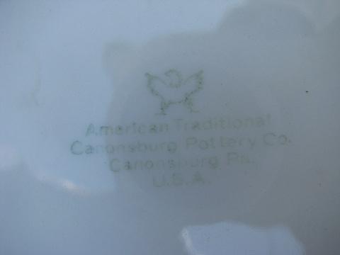 photo of old embossed creamware china covered bowl tureen, vintage American Traditional Canonsburg #3