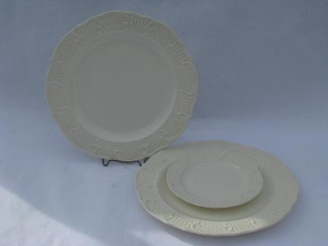 photo of old embossed creamware china plates, vintage American Traditional Canonsburg #1