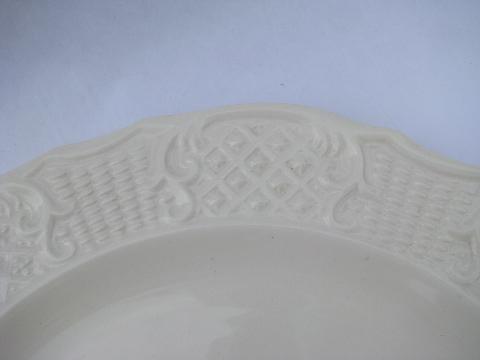 photo of old embossed creamware china plates, vintage American Traditional Canonsburg #3