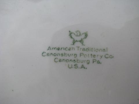 photo of old embossed creamware china plates, vintage American Traditional Canonsburg #4