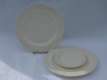 catalog photo of old embossed creamware china plates, vintage American Traditional Canonsburg