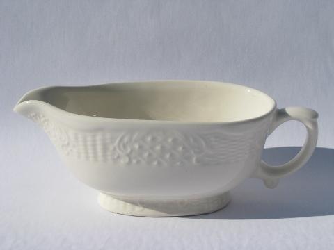 photo of old embossed creamware china serving pieces, vintage American Traditional Canonsburg #3