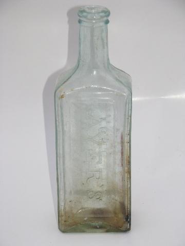 photo of old embossed glass Seely's and Ayer's Sarsaparilla tonic medicine bottles #6