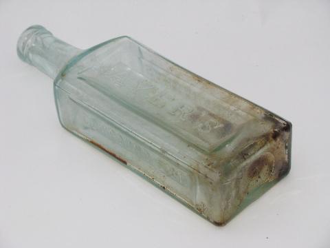 photo of old embossed glass Seely's and Ayer's Sarsaparilla tonic medicine bottles #8