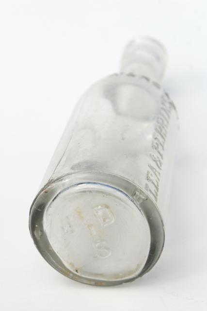 photo of old embossed glass bottle, vintage condiment bottle Lea & Perrins Worcestershire sauce #6