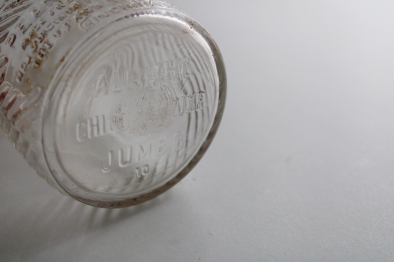 photo of old embossed glass jar w/ elephant, Jumbo Peanut Butter 1930s vintage  #6