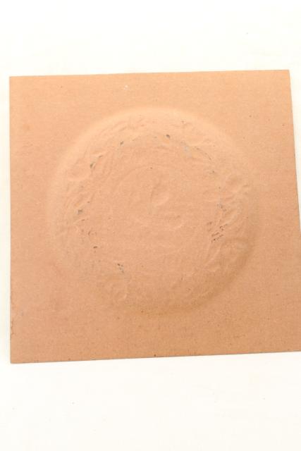 photo of old embossed pressed paper picture wreath & doves, early 1900s vintage flue cover #9