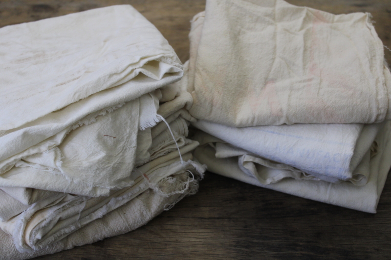 photo of old farm feed / flour sacks lot, cotton fabric w/ faded vintage graphics #9