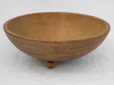 photo of old farm primitive wood bowl, vintage kitchenware #1