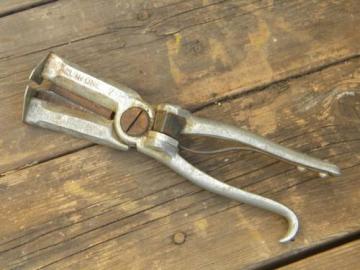 catalog photo of old farm tool, All In One livestock / animal castrator / hog ear notcher