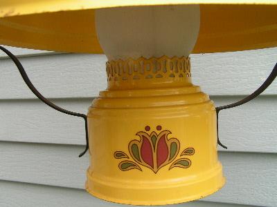 photo of old farmhouse tole hanging lamp, dutch folk art/yellow #2