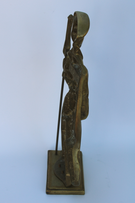 photo of old fashioned cast brass golfer golf caddy, vintage fireplace iron or large door stop  #4