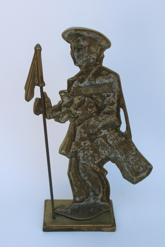 photo of old fashioned cast brass golfer golf caddy, vintage fireplace iron or large door stop  #5