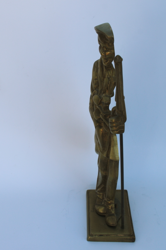 photo of old fashioned cast brass golfer golf caddy, vintage fireplace iron or large door stop  #6