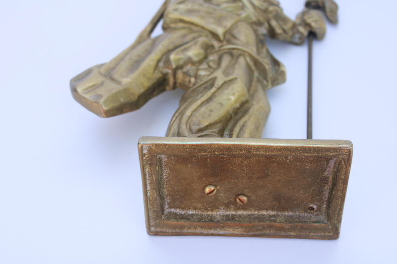 photo of old fashioned cast brass golfer golf caddy, vintage fireplace iron or large door stop  #7