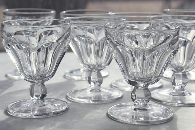 photo of old fashioned ice cream sundae glasses, vintage Heisey glass H in a diamond mark #1