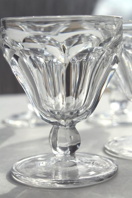 photo of old fashioned ice cream sundae glasses, vintage Heisey glass H in a diamond mark #2