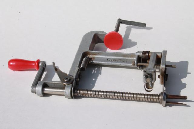 photo of old fashioned metal hand-crank apple peeler or potato peeler #5