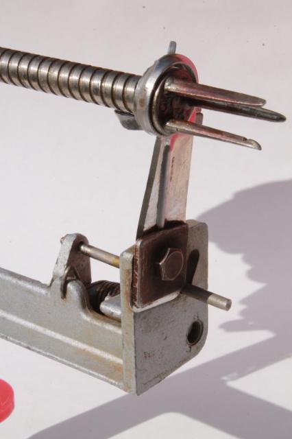photo of old fashioned metal hand-crank apple peeler or potato peeler #7
