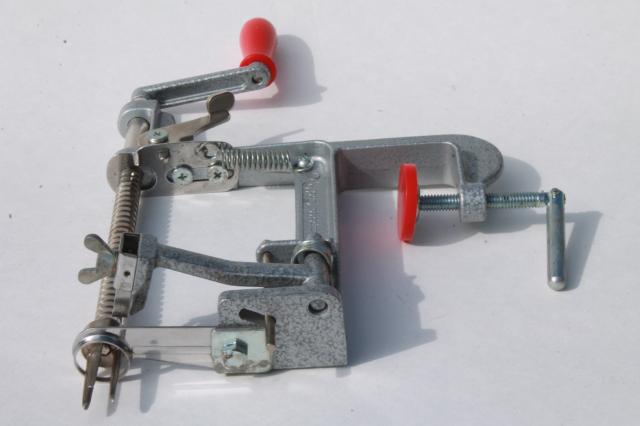 photo of old fashioned metal hand-crank apple peeler or potato peeler #4