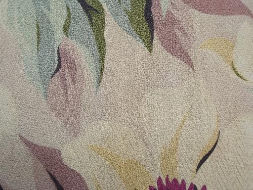 photo of old feather pillow in 40s vintage floral print cotton / rayon fabric #2