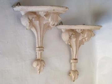 catalog photo of old florentine gold wall bracket shelves, shabby cottage chic chippy pink paint