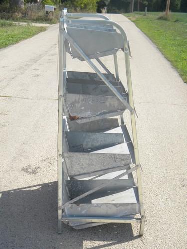 photo of old galvanized metal parts rack, free standing shelf w/ storage bins #3