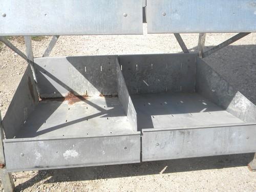 photo of old galvanized metal parts rack, free standing shelf w/ storage bins #6