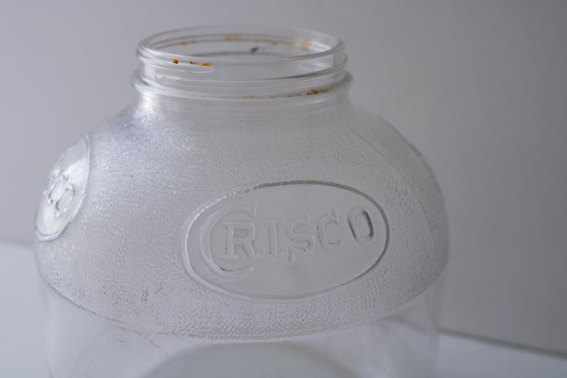 photo of old glass Ball jar embossed Crisco, 1940s or 50s vintage advertising #2