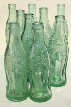 catalog photo of old glass Coke bottle lot, vintage soda bottles Sterling Illinois Rockford Freeport Macomb