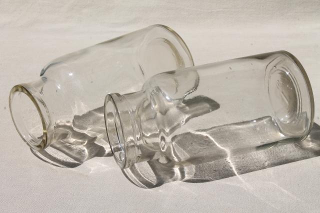 photo of old glass apothecary bottles, vintage clear glass jars lot, bottle canisters or vases #2