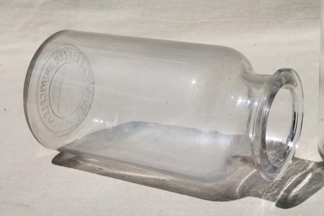 photo of old glass apothecary bottles, vintage clear glass jars lot, bottle canisters or vases #10