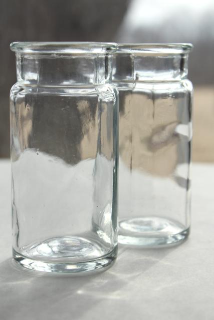 photo of old glass bottle lot, vintage spice set jars or lab glassware pharmacy chemical bottles #2