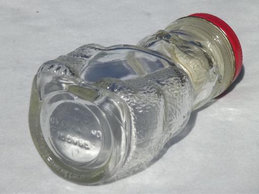 photo of old glass honey bear jar, figural bottle savings bank / candy container #7