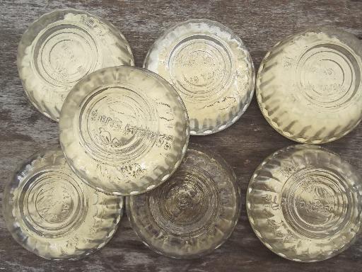 photo of old glass jelly mold preserves jar lot, vintage jelly glasses w/ metal lids #9