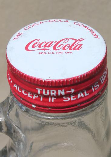 photo of old glass jugs, gallon & half-gallon jug bottles one w/ coca-cola syrup label #2