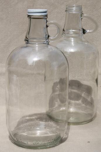 photo of old glass jugs, gallon & half-gallon jug bottles one w/ coca-cola syrup label #8