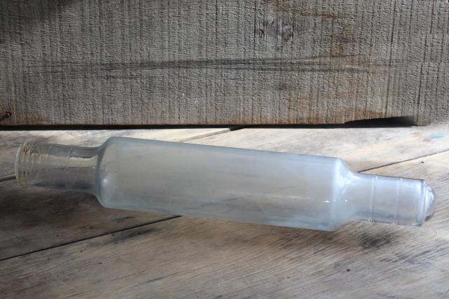 photo of old glass rolling pin, vintage kitchen glass depression era glassware #1