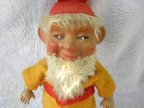 photo of old gnome or dwarf, vintage hard plastic doll w/ colored felt clothes #3