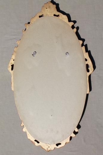 photo of old gold rococo wall mirror, Syroco style plastic frame w/ oval glass #3