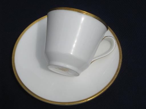 photo of old gold wedding band china cup and saucer set, Royal Doulton Delacourt #2