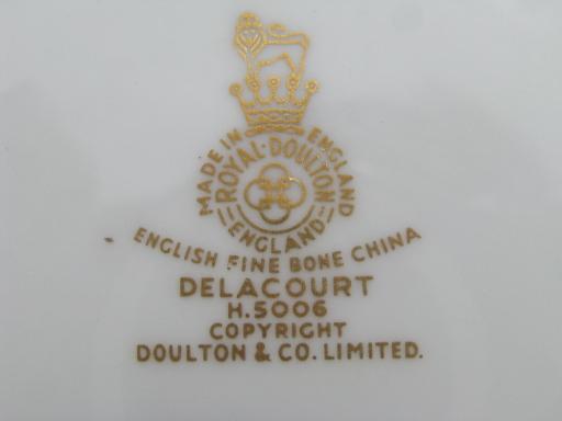 photo of old gold wedding band china cup and saucer set, Royal Doulton Delacourt #4