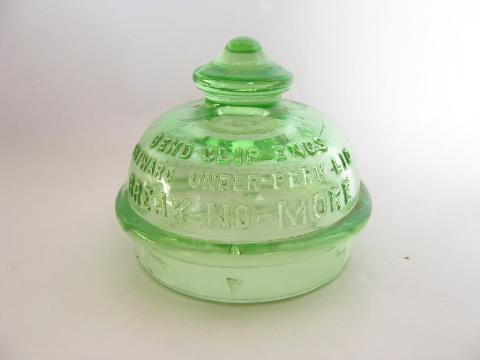 photo of old green depression glass lid knob for Gardella coffee perculator pot #2