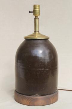 catalog photo of old green glaze yellow ware pottery mixing bowls, pine branch pattern stoneware bowl nest