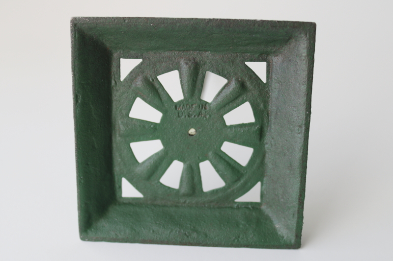 photo of old green metal desk stand paper spindle, vintage paper spike  #3