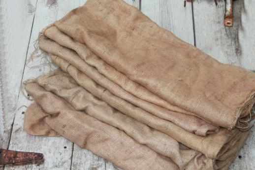 photo of old gunny sacks for scarecrows / sack races, vintage burlap feed bags lot #1