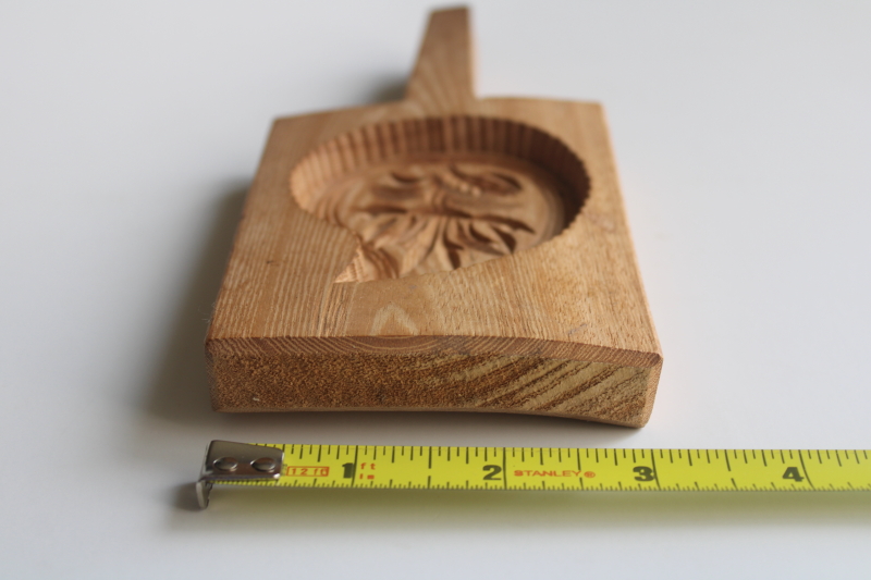 photo of old hand carved wood mold for cookies, rice, butter mold? paisley leaf design  #3