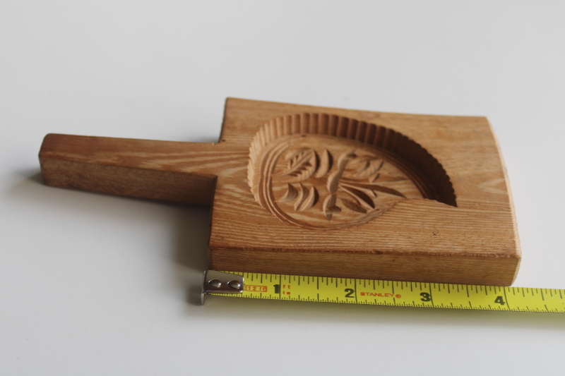 photo of old hand carved wood mold for cookies, rice, butter mold? paisley leaf design  #4