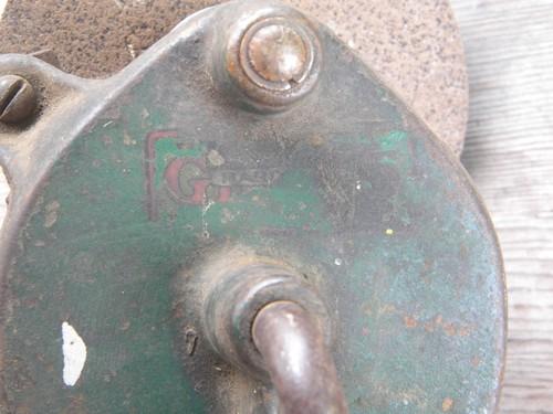 photo of old hand crank farm work bench grinding wheel for old sharpening tools #3